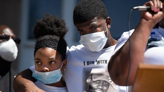 black masks man girl