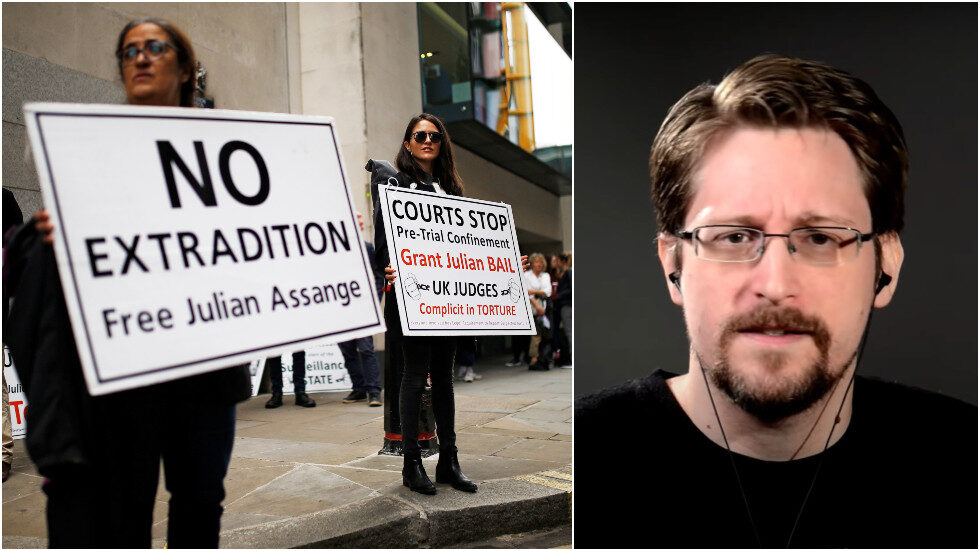 Assange protest snowden