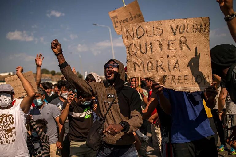 Refugees migrants Moria camp Lesbos