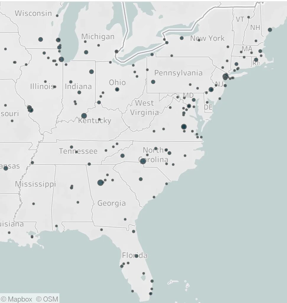 Midwest/Mideast locations