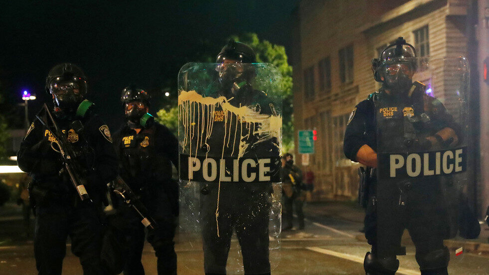 portland riots police shields