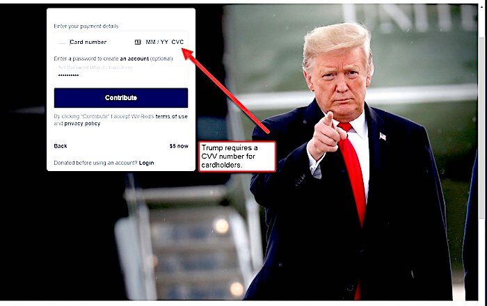 Trump Campaign Contribution Page