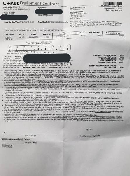 Uhaul contract