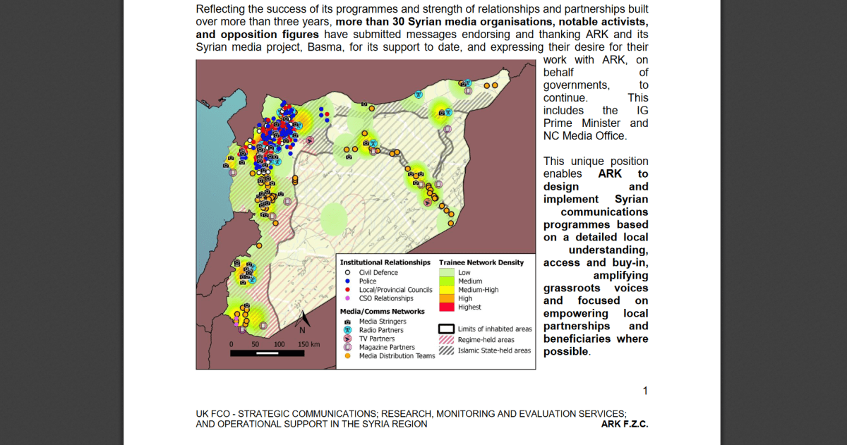 Click to enlarge ARK media propaganda network Syria