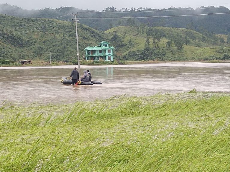 Flood rescue in Meghalaya, India, September 2020.