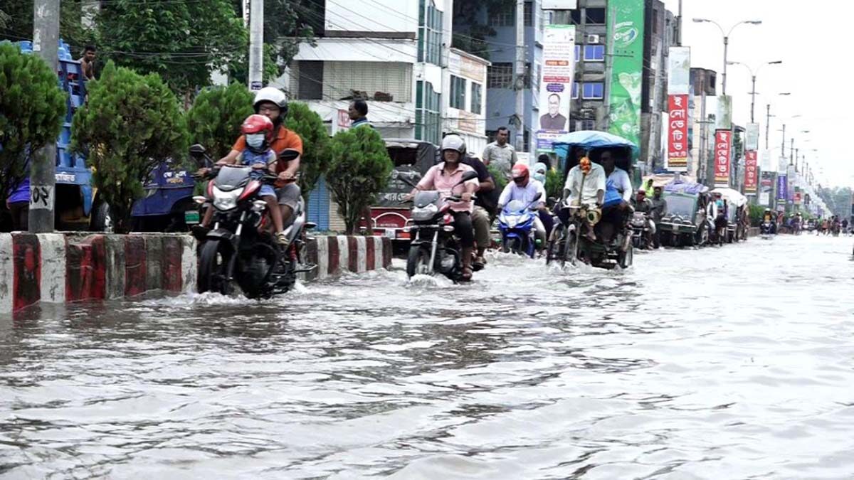 Most of the roads and streets went under knee-deep water in Rangpur after the persistent rainfall in the last 24 hours September 27,2020