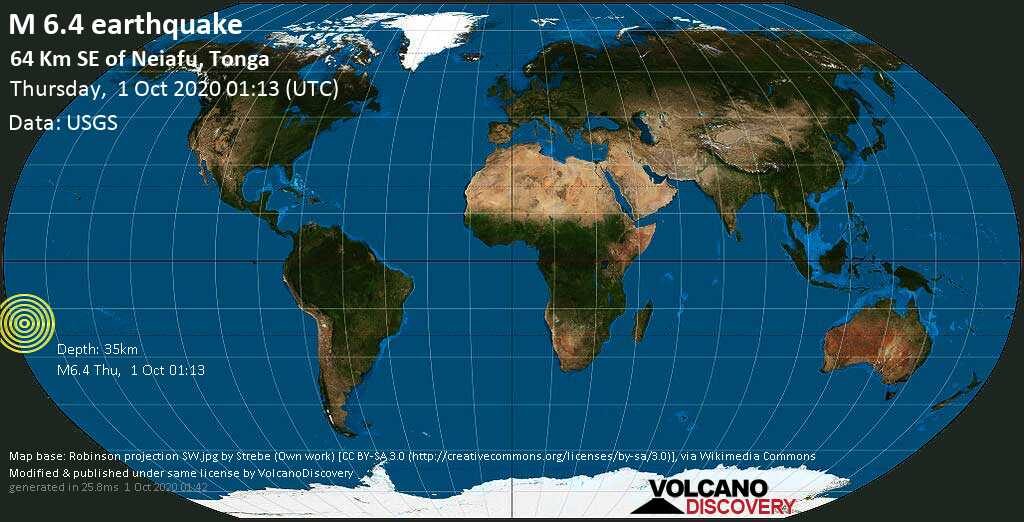 Tonga earthquake map