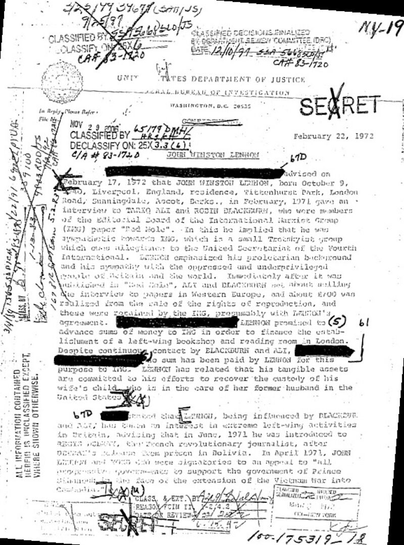 Click to enlarge Lennon FBI files