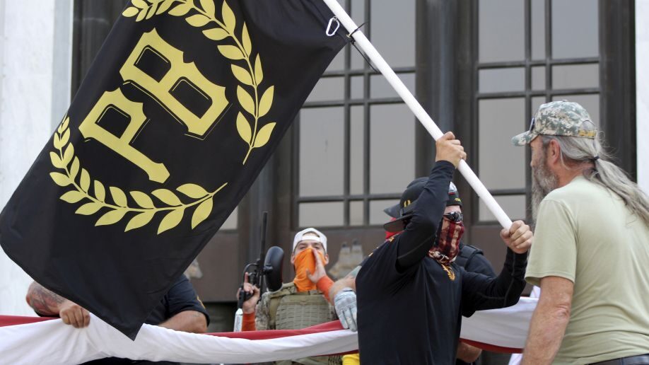 Click to enlarge proud boys protest flag