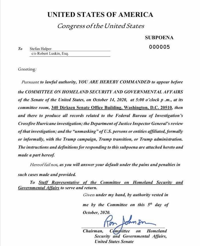 Halper Subpoena