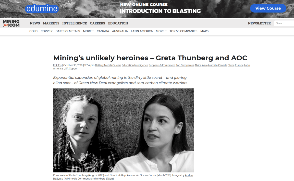 Click to enlarge Mining com Greta Thunberg AOC