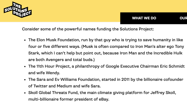 Click to enlarge Elon Musk greenwashing solutions project