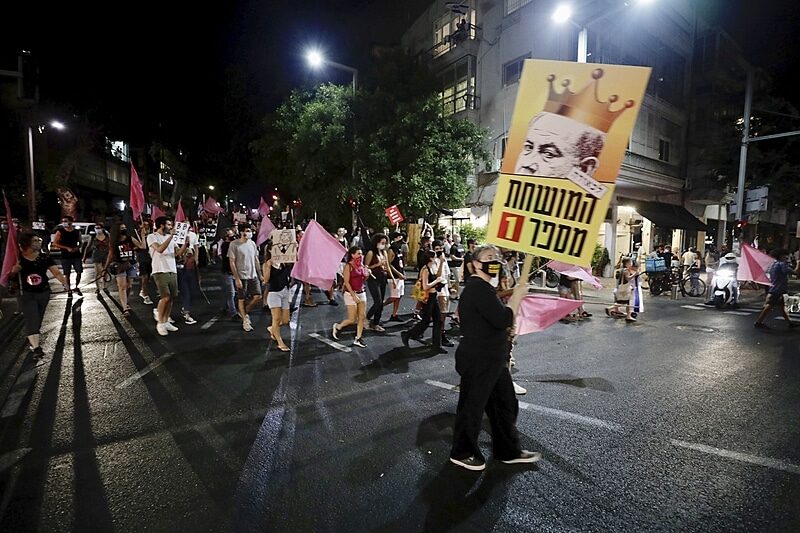 protest israel netanyahu lockdown