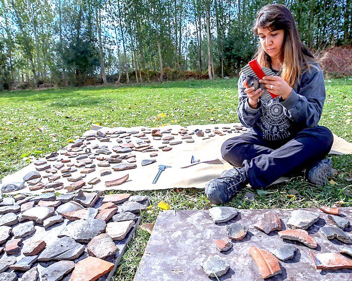 stone cleaning archeologist