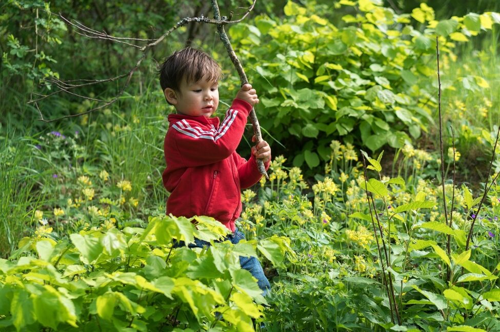 Child playing in nature