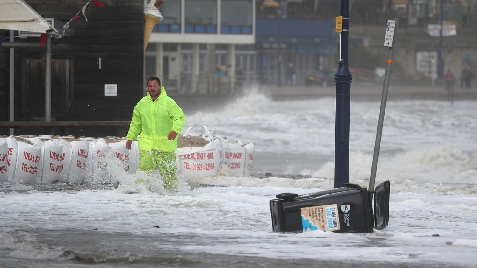 Click to enlarge Water covered the streets in Swanage, Dorset amid Storm Alex