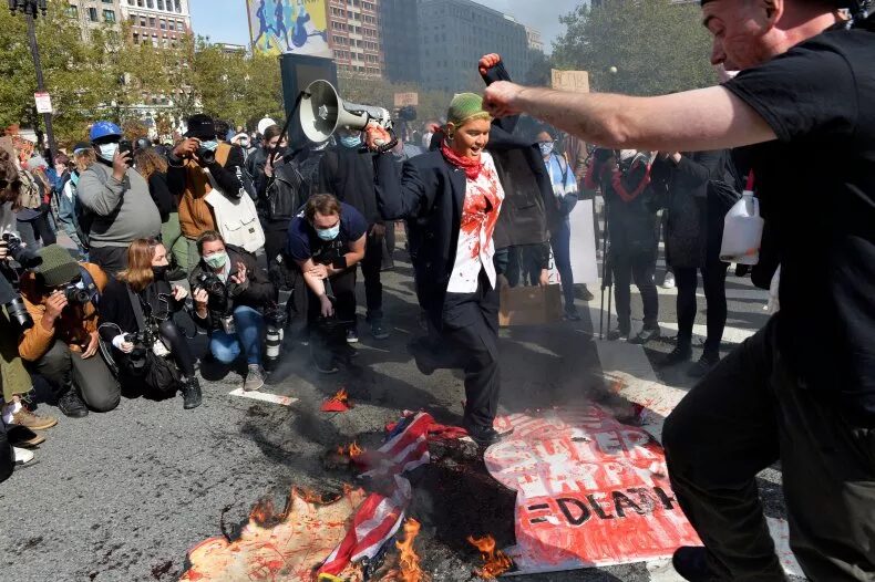 boston antifa burn flag