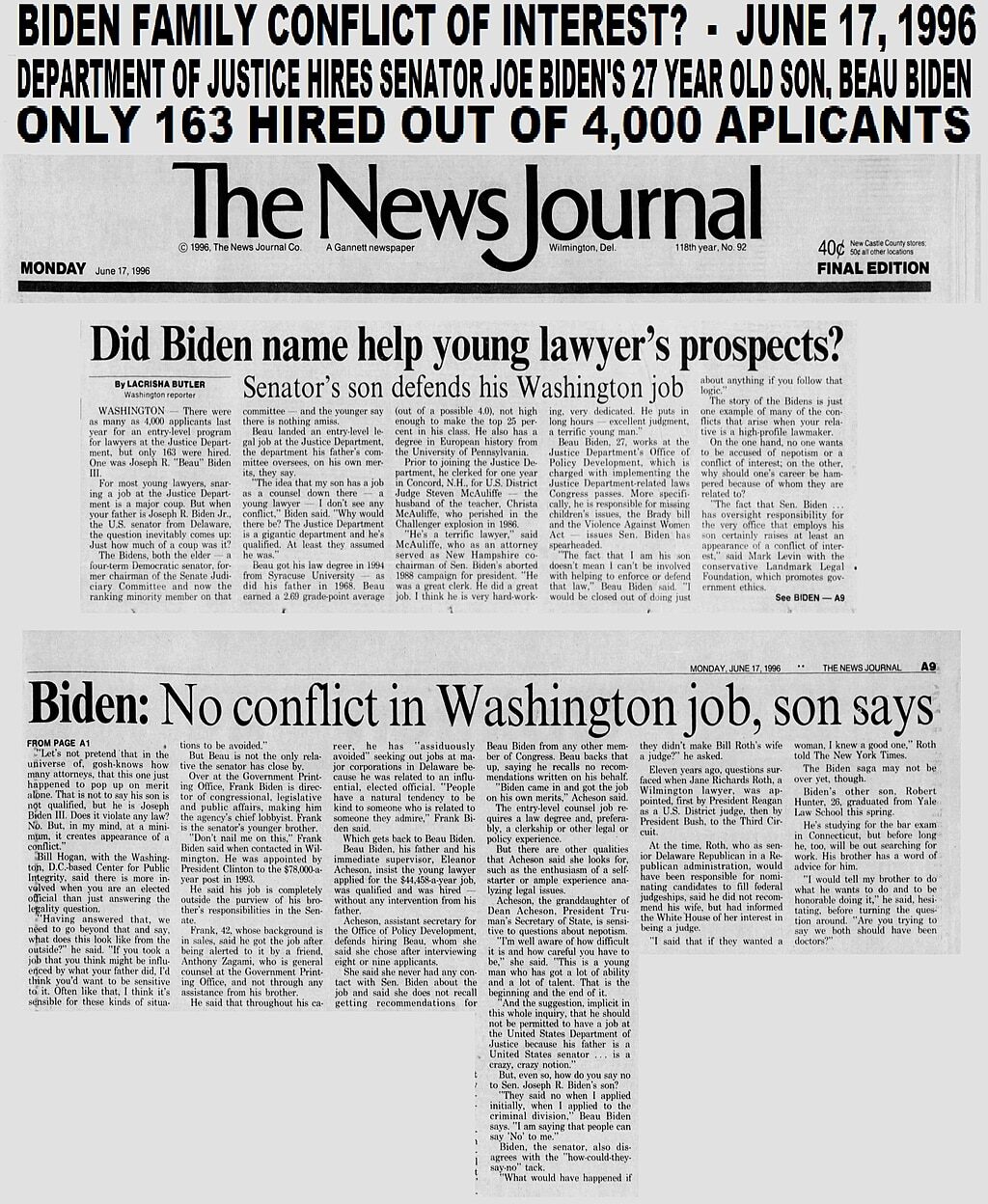 Click to enlarge Joe Biden Beau nepotism job fraud