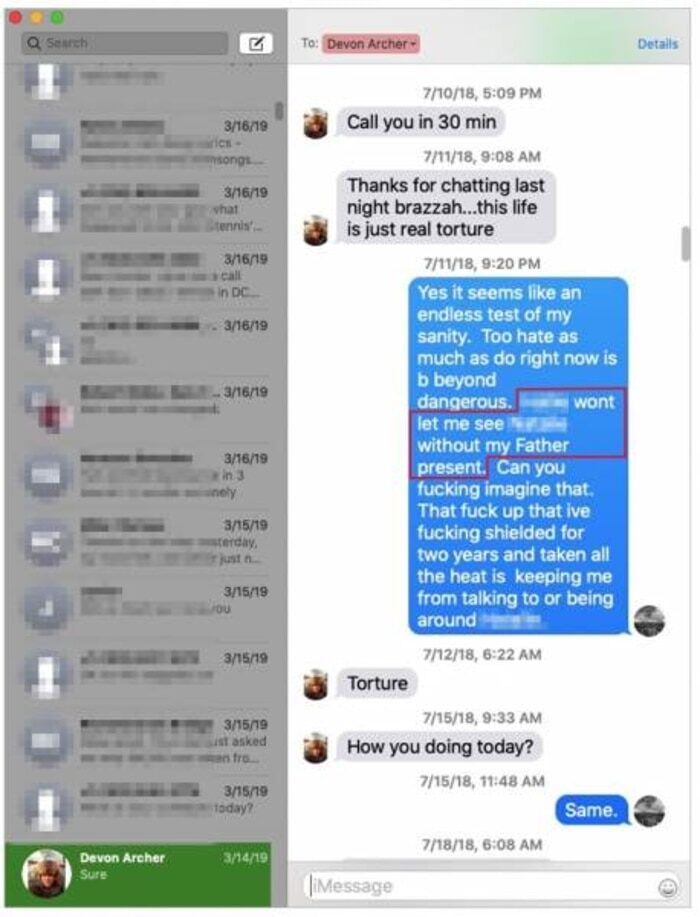 hunter biden deen archer text child abuse