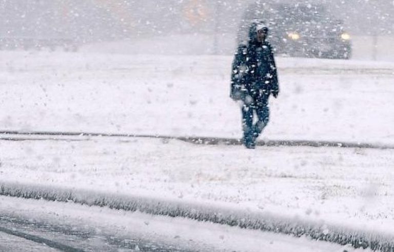 Man walking in snow