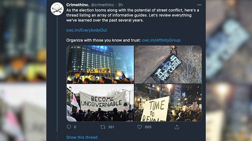 Click to enlarge antifa twitter election riot call