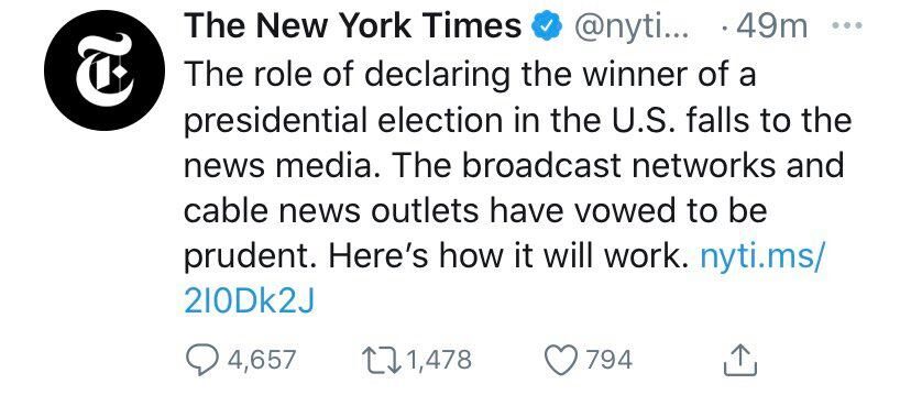 Click to enlarge NYT tweet fake news election