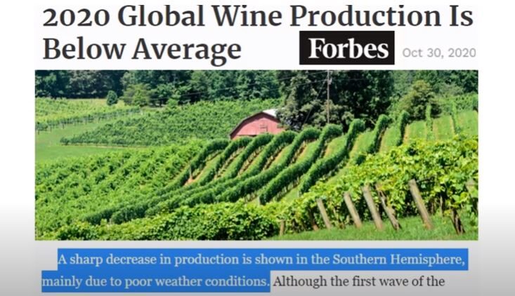 Wine production down