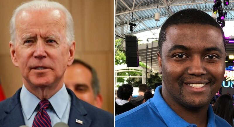 Joe Biden and Milwaukee County Democratic Party Chair Chris Walton.