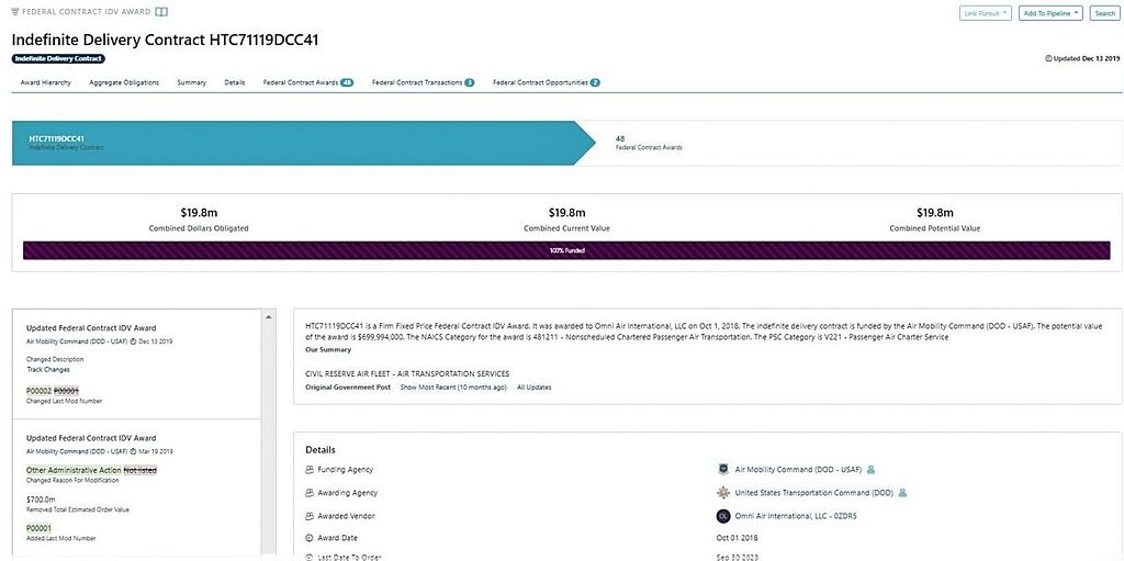 Click to enlarge Omni air mercenary government contract transport