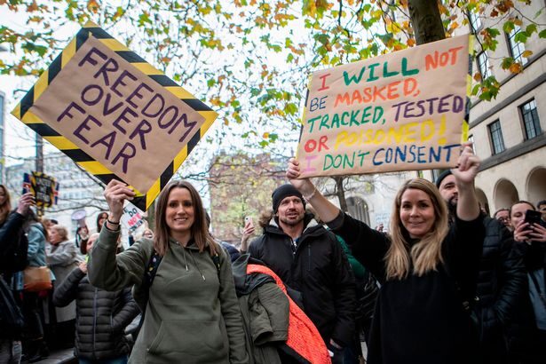Click to enlarge Protesters in Manchester