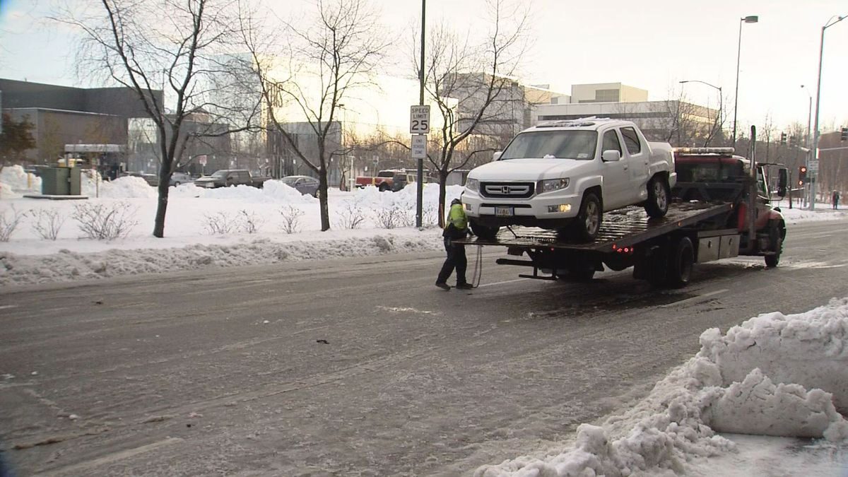 Anchorage police say dozens of collisions and vehicles in distress were reported after a snowy, icy weekend Nov. 9, 2020.