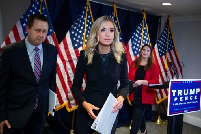 Click to enlarge Kayleigh McEnany press conference voter fraud