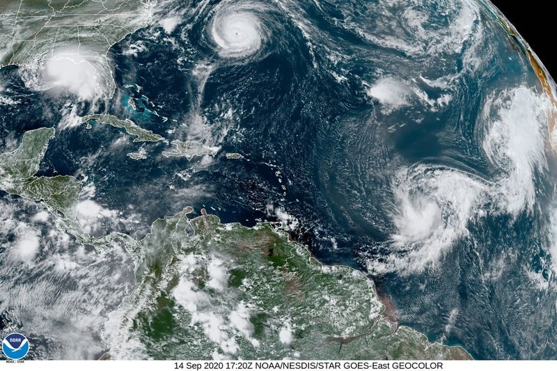 This satellite image shows 5 tropical cyclones