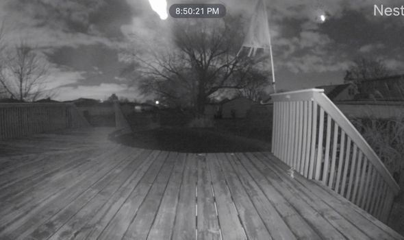 The meteor can be seen bright in the top right of the image