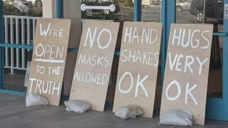 Click to enlarge no face masks allowed