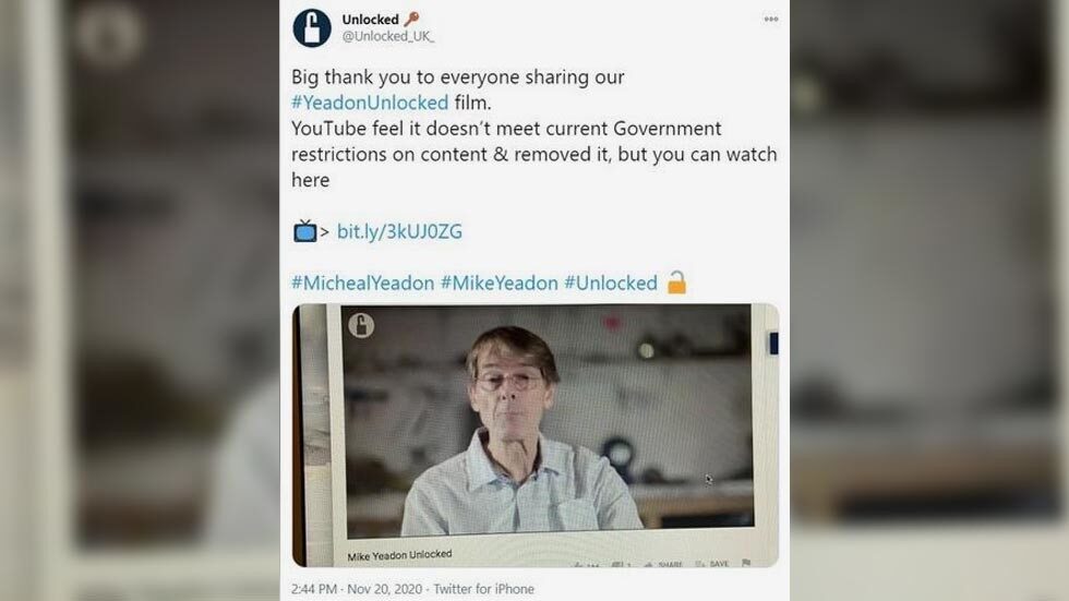 dr yeadon youtube censor video lockdown