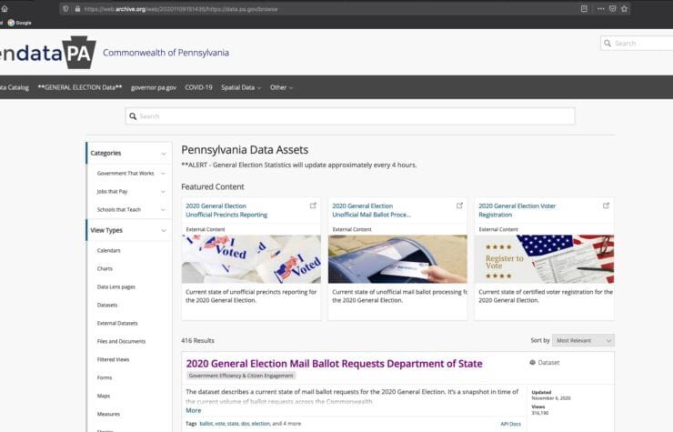 Click to enlarge pennsylvnia government web site vote fraud election