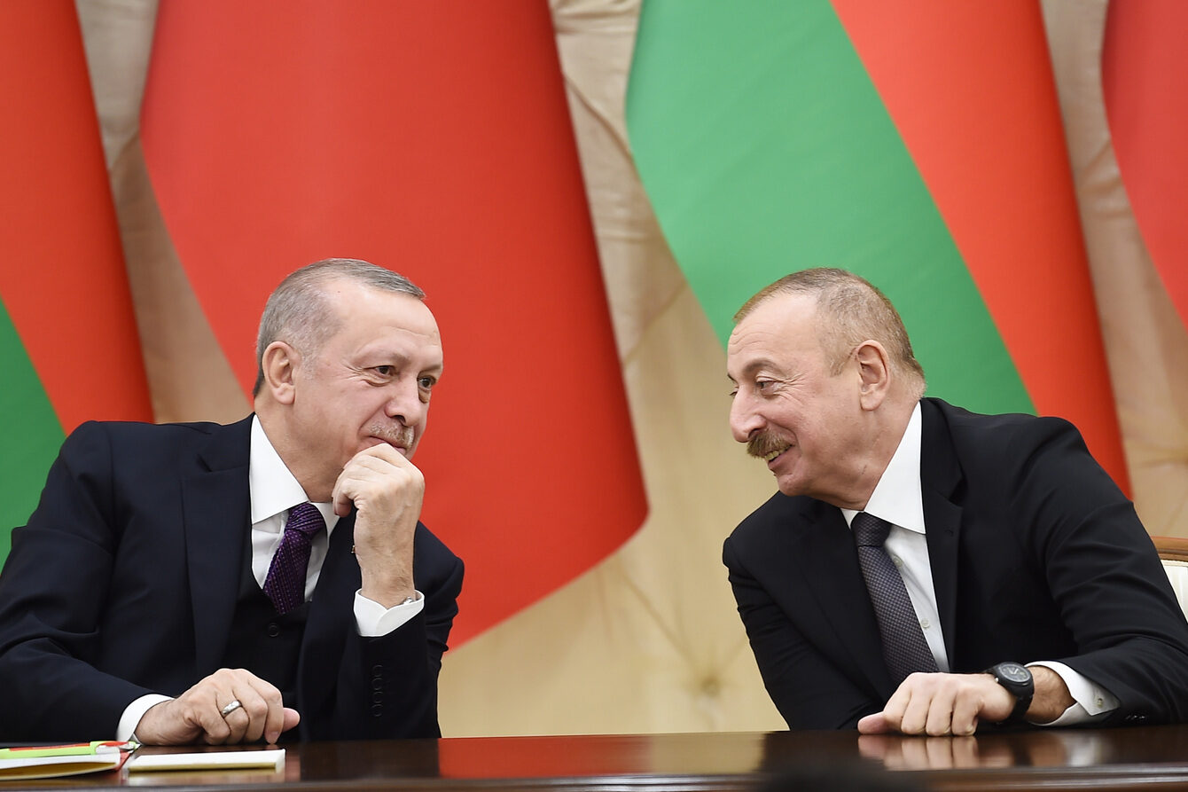 Click to enlarge President Ilham Aliyev of Azerbaijan Recep Tayyip Erdogan of Turkey,