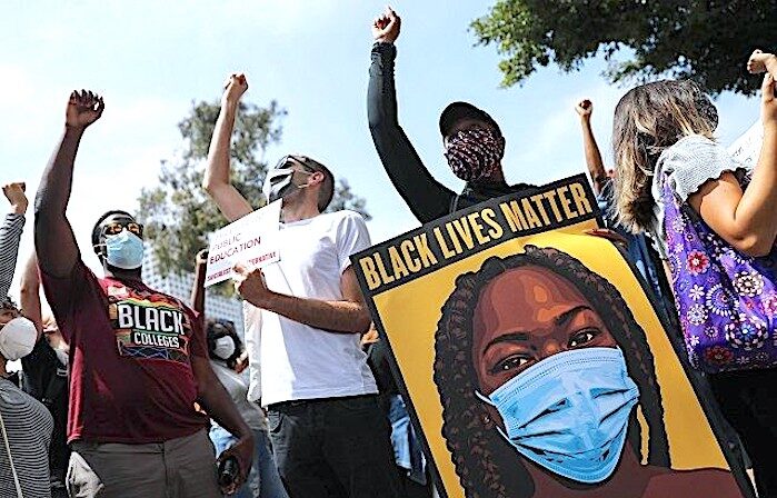 Click to enlarge Protesters