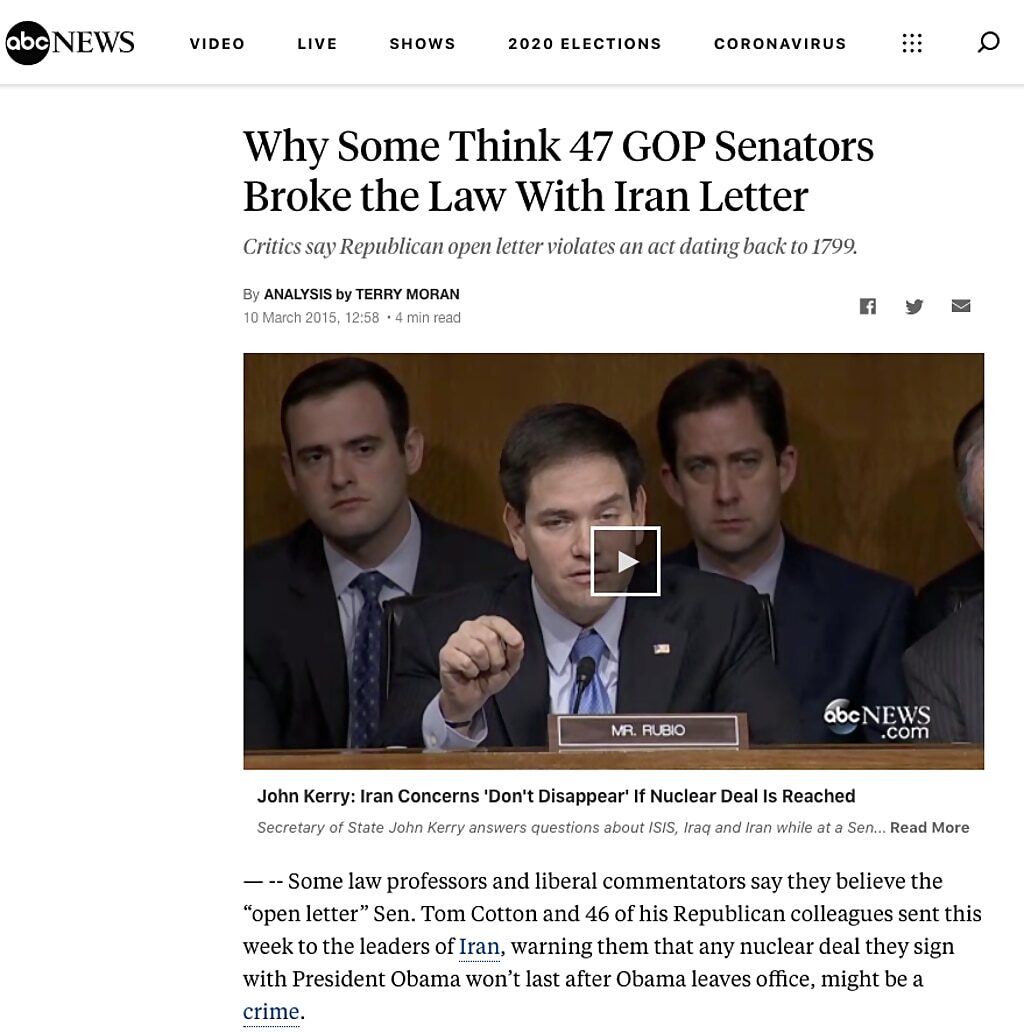 logan act gop letter iran