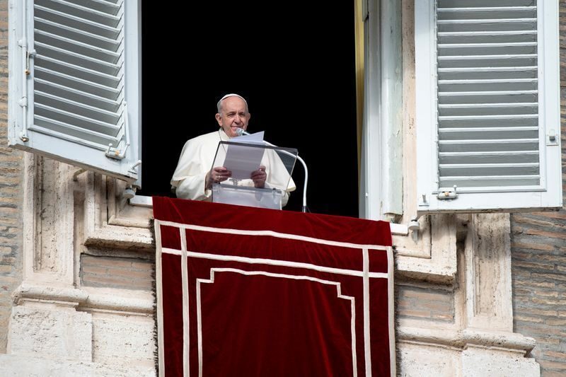 Pope Francis leads Angelus prayer from his window at the Vatican