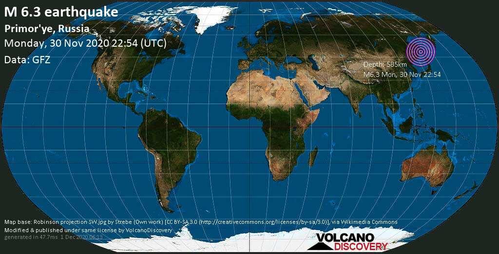 Click to enlarge Russia earthquake map