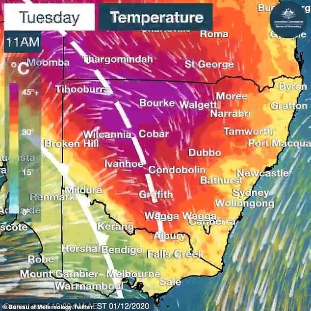 Click to enlarge Central NSW and Queensland have copped the brunt of the heat wave, experiencing four days in a row of temperatures in excess of 40C