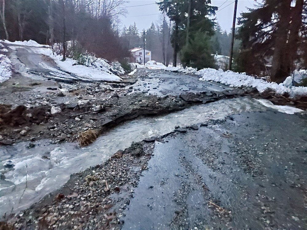Click to enlarge Damage from heavy rains and a mudslide 600 feet wide in Haines, Alaska, on Dec. 2, 2020.