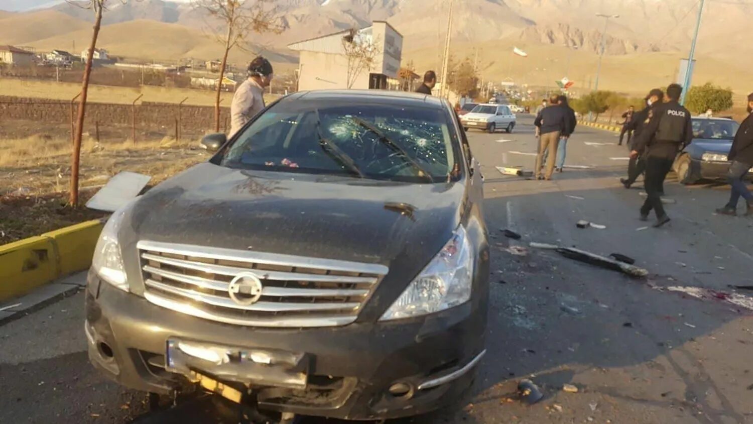 scene of the attack that killed Prominent Iranian scientist