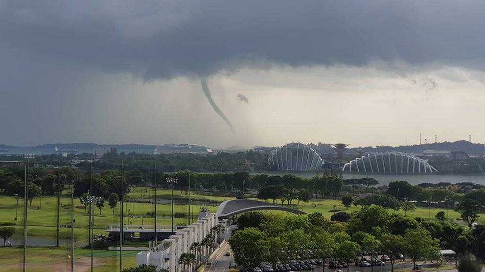 CNA reader Robin Leow said he spotted the waterspout at about 4.45pm.