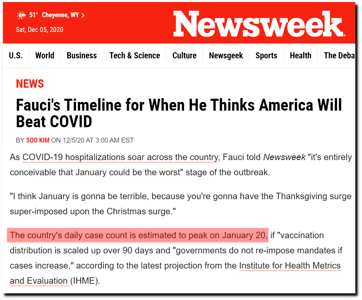 Click to enlarge Fauci's Timetable