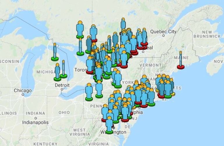 Observers map for event 7440-2020