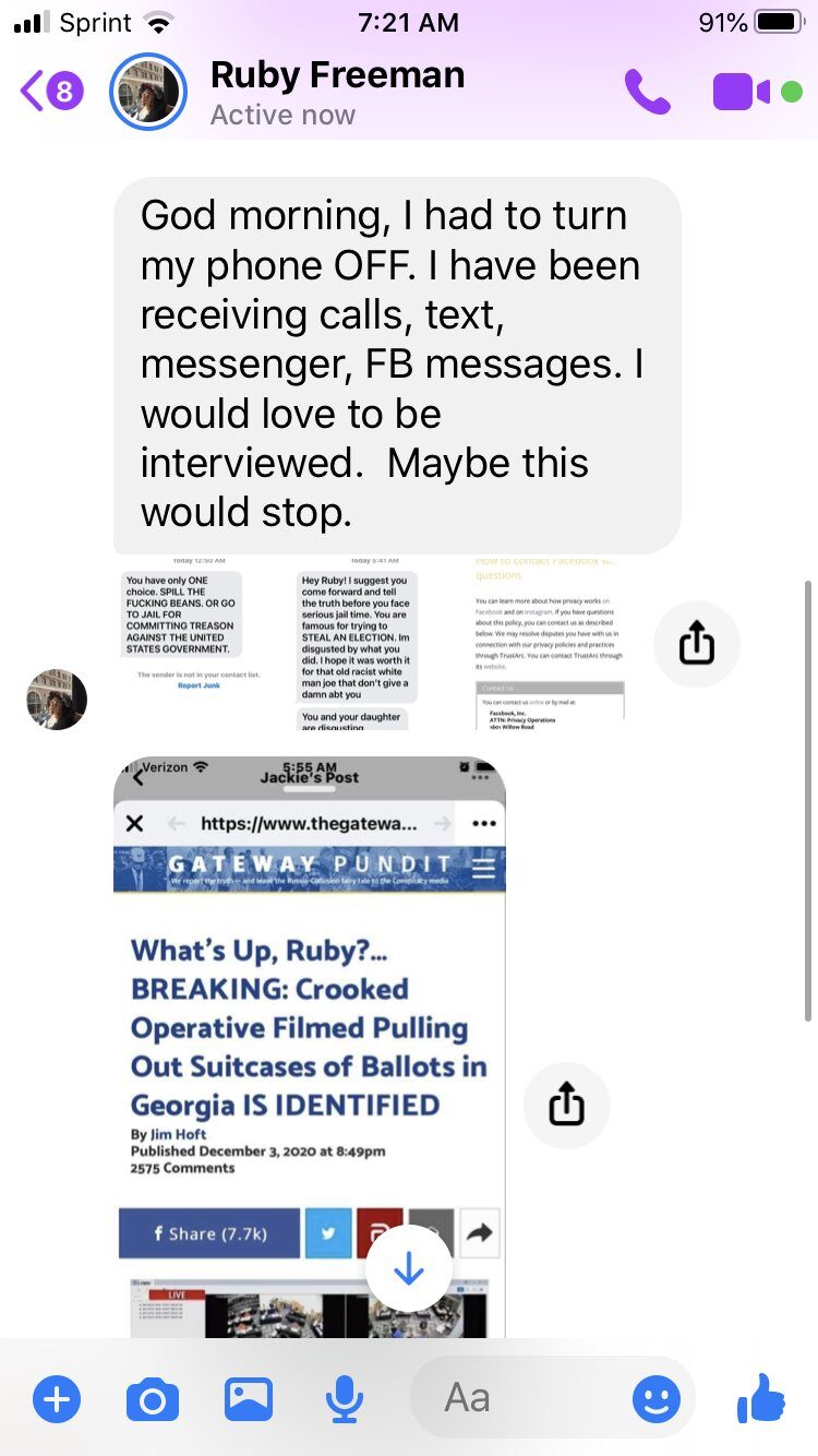 Ruby Freeman text messages