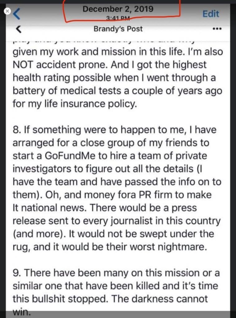 Click to enlarge Facebook message Vaughan